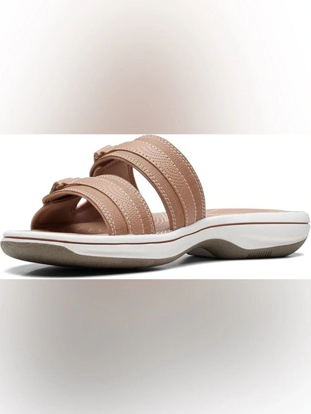 Clarks® Cloudsteppers Breeze Piper Women's Slide Sandals 8 Tan NEW